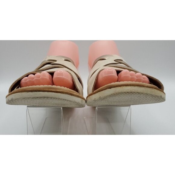 Sorel Ella Women Slide Natural Tan Gold Leather Sz 9 Strappy Criss Cross Straps - Picture 8 of 12